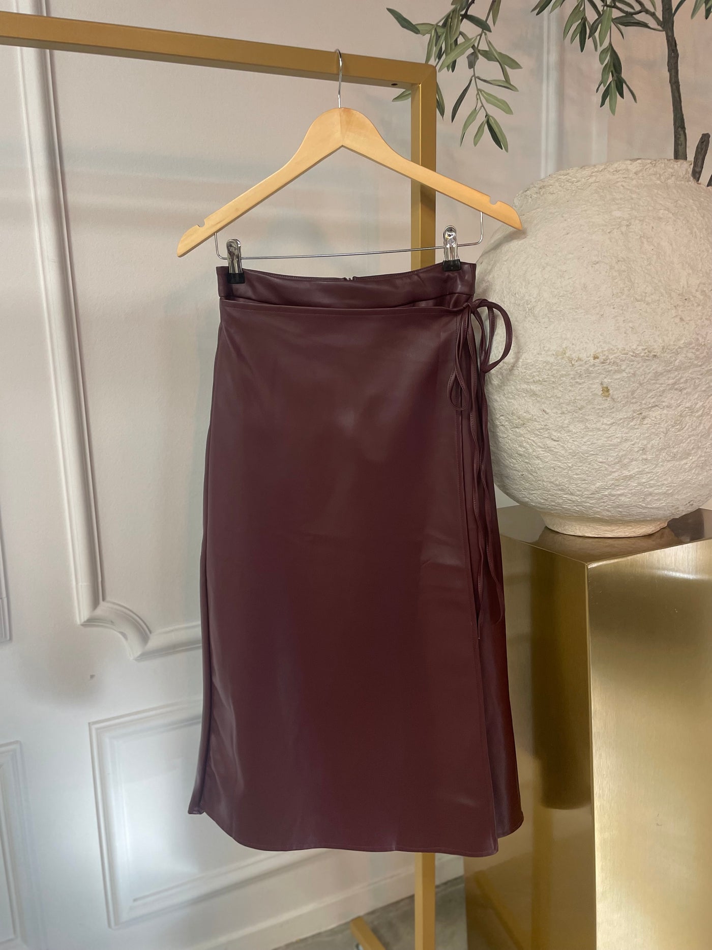 Skirt leatherlook maxi 14-14130 Bordeaux