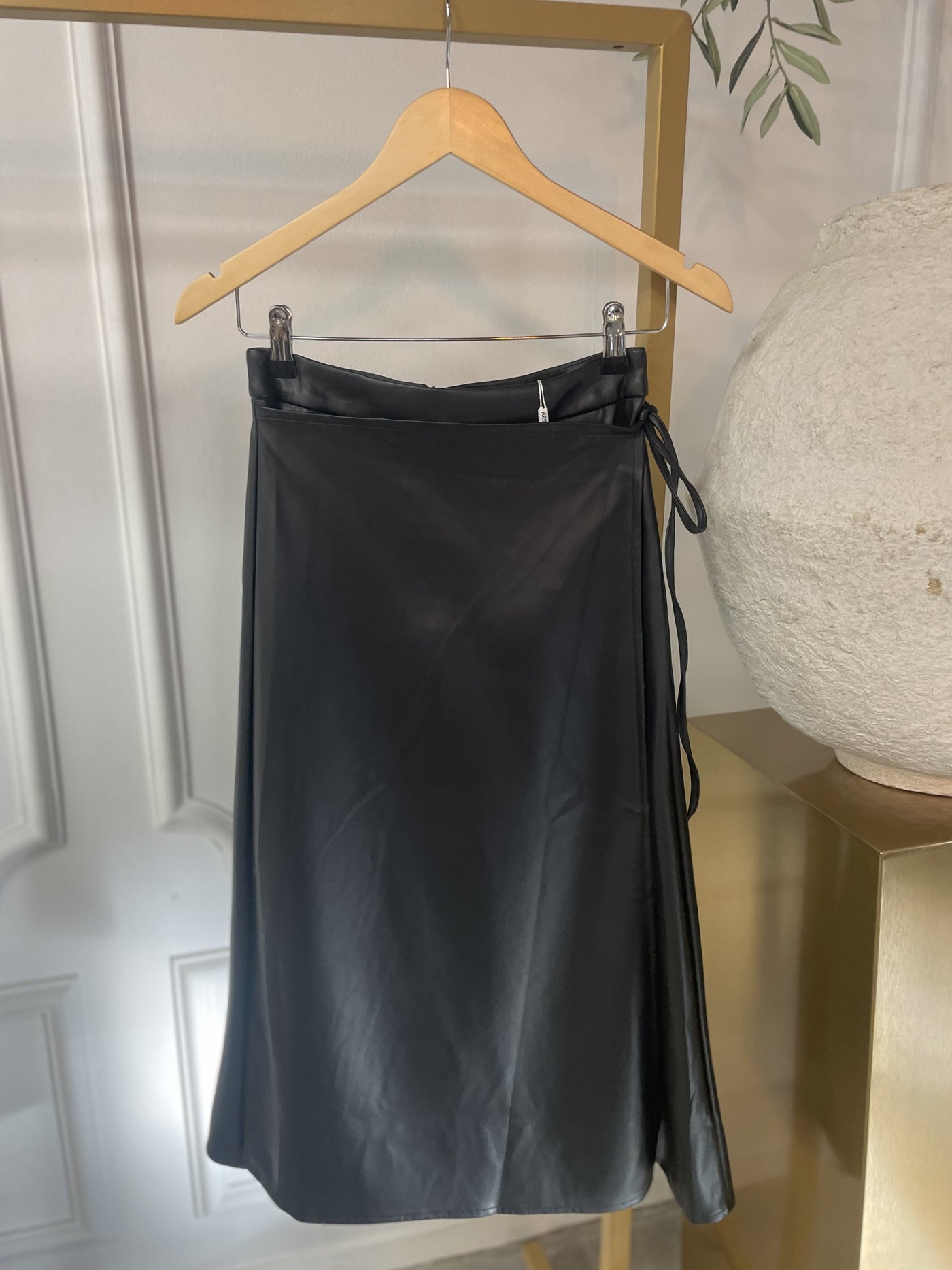 Skirt leatherlook maxi 14-14130 Zwart