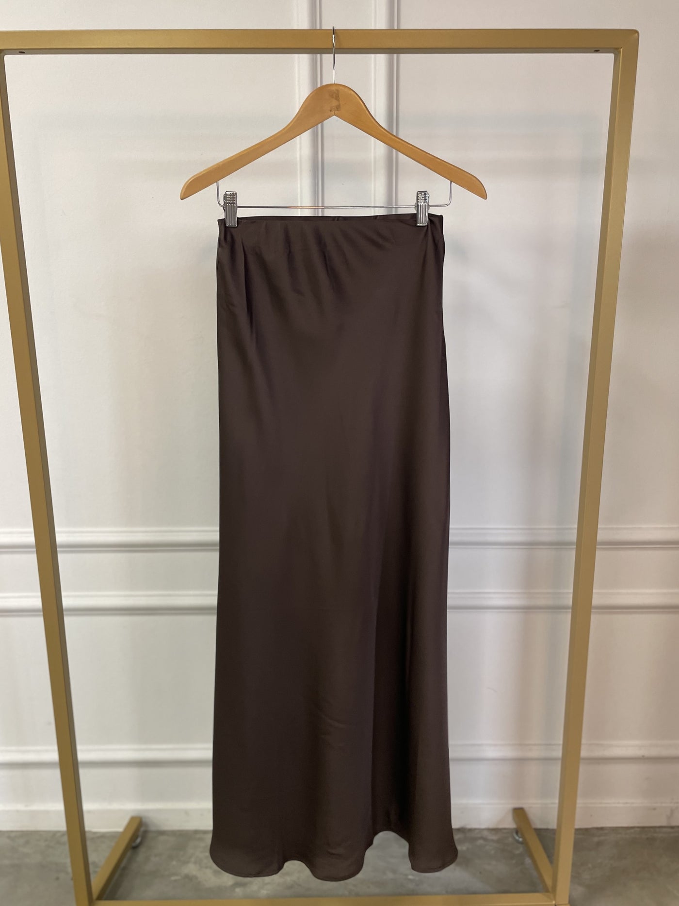 Skirt satin maxi  14-14144 Brown