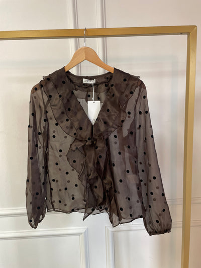 Blouse chiffon stip H4233 Brown