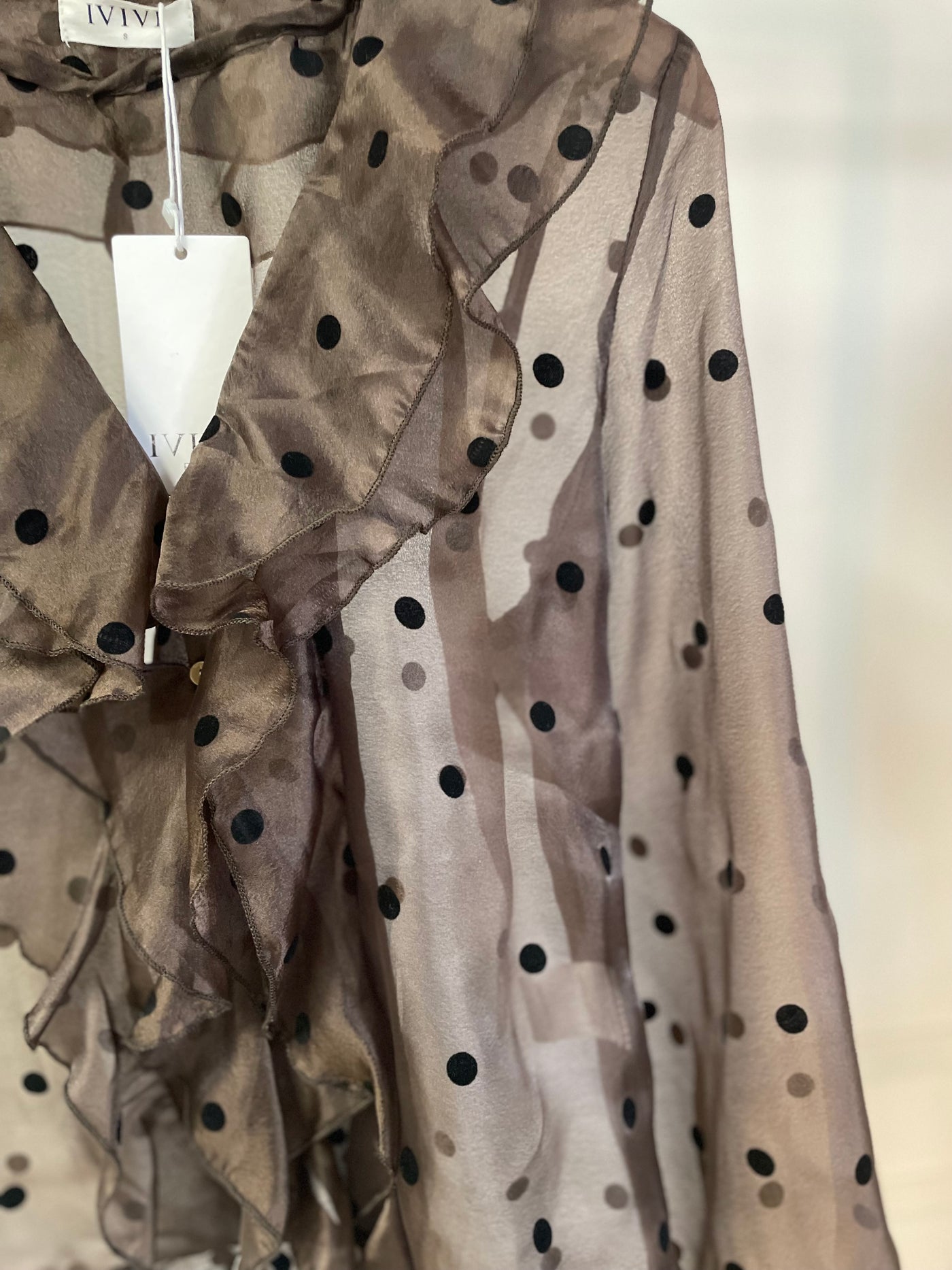 Blouse chiffon stip H4233 Brown