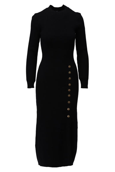 Jurk rib met knopen B870 Black