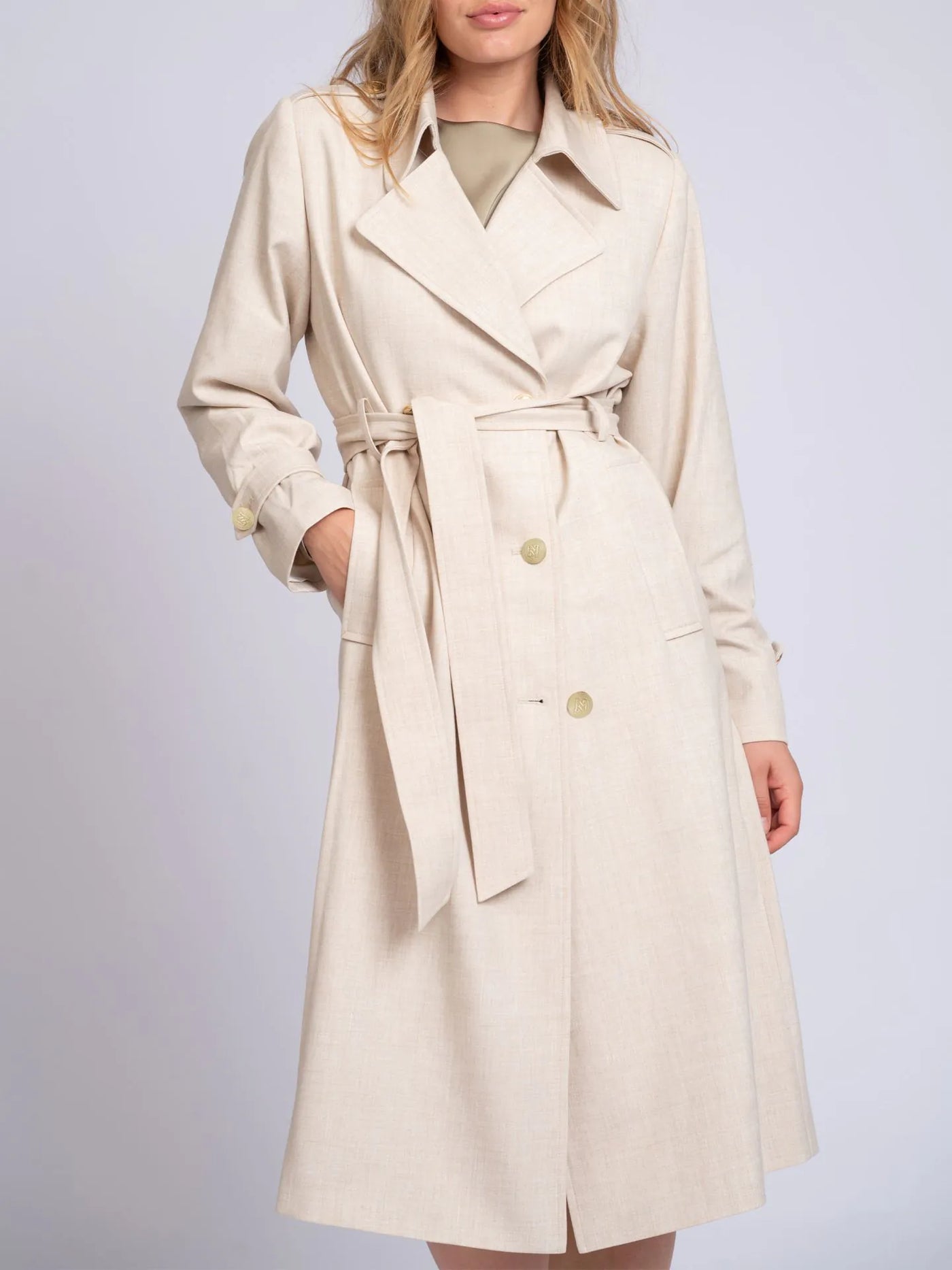 Trenchcoat ilyno melange N-4-069-2502 Cream