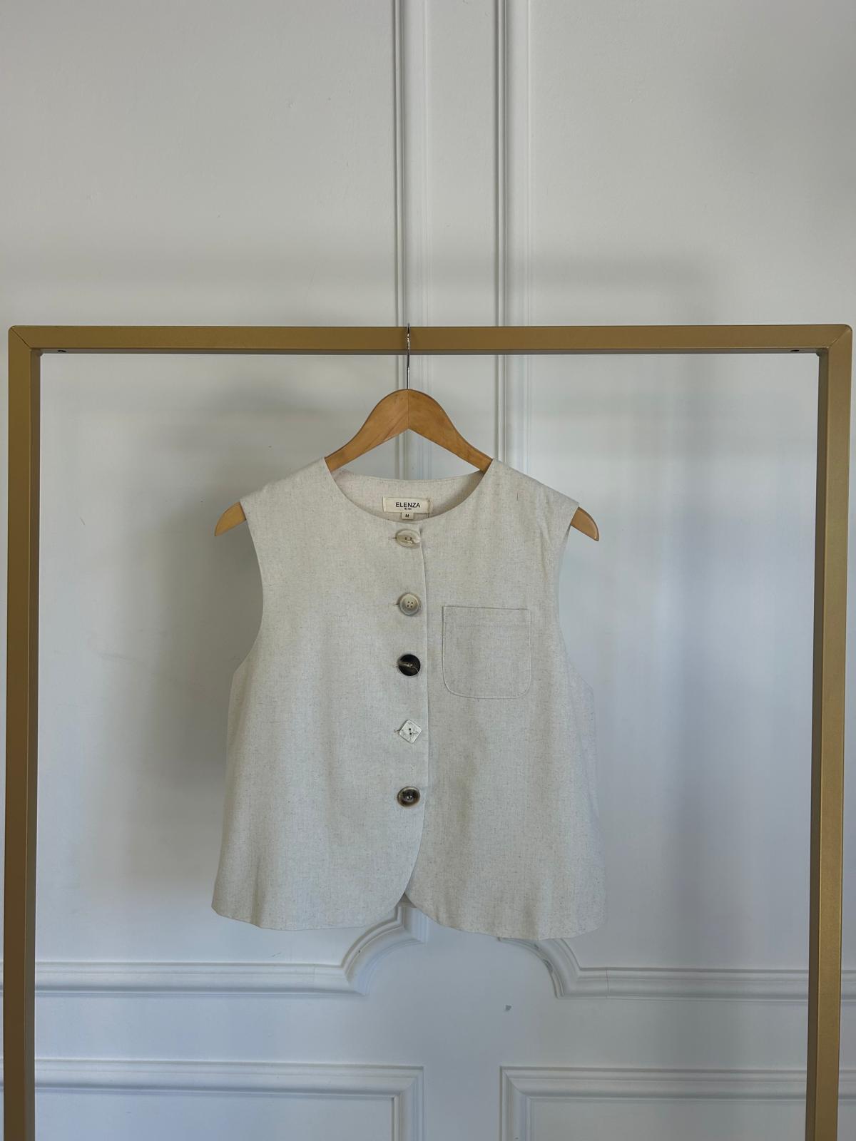 Gilet linnenlook 60019 Beige