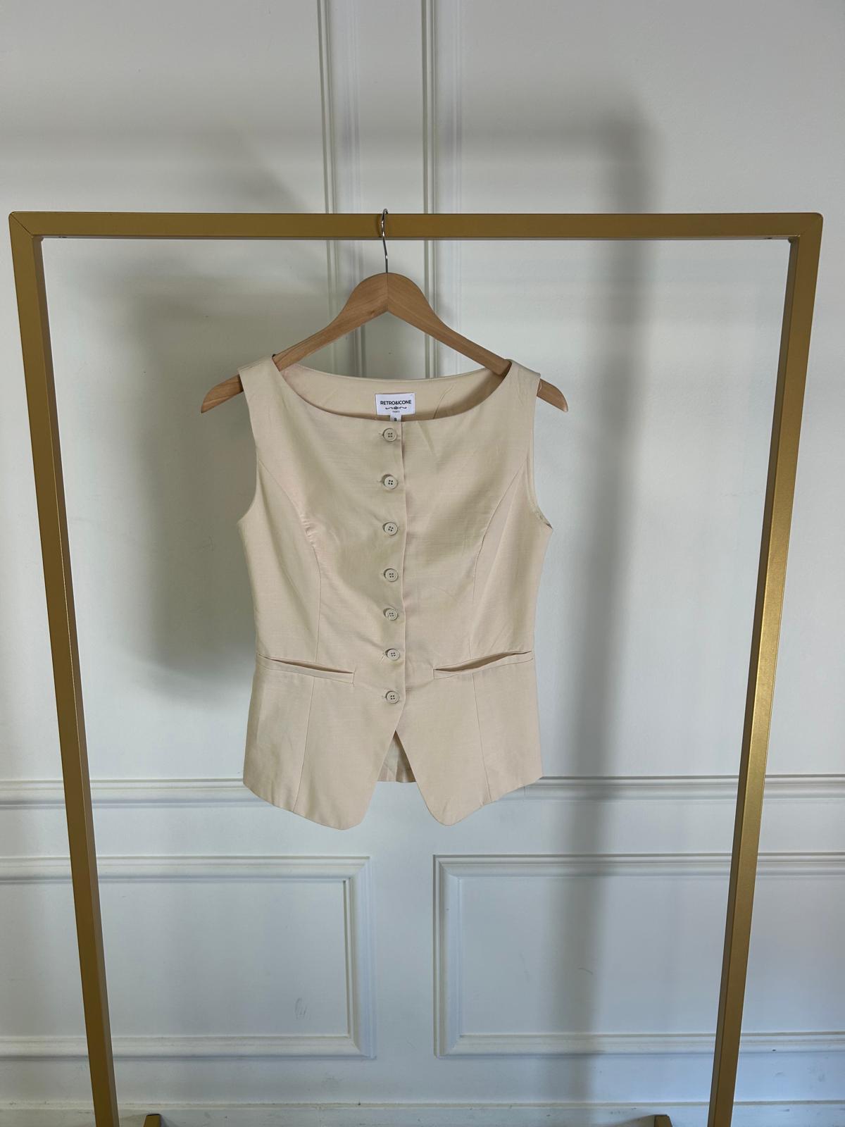 Gilet linnenlook S565 Beige