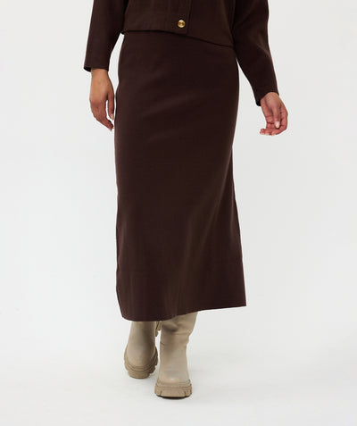 Skirt CB split F24.07506 Chocolate