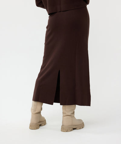 Skirt CB split F24.07506 Chocolate