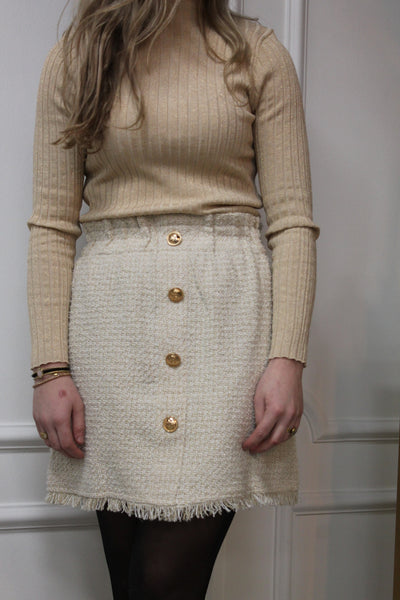 Skirt boucle met knopen L4716 Beige
