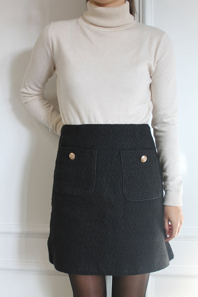 Skirt boucle with details SD-1371 Black