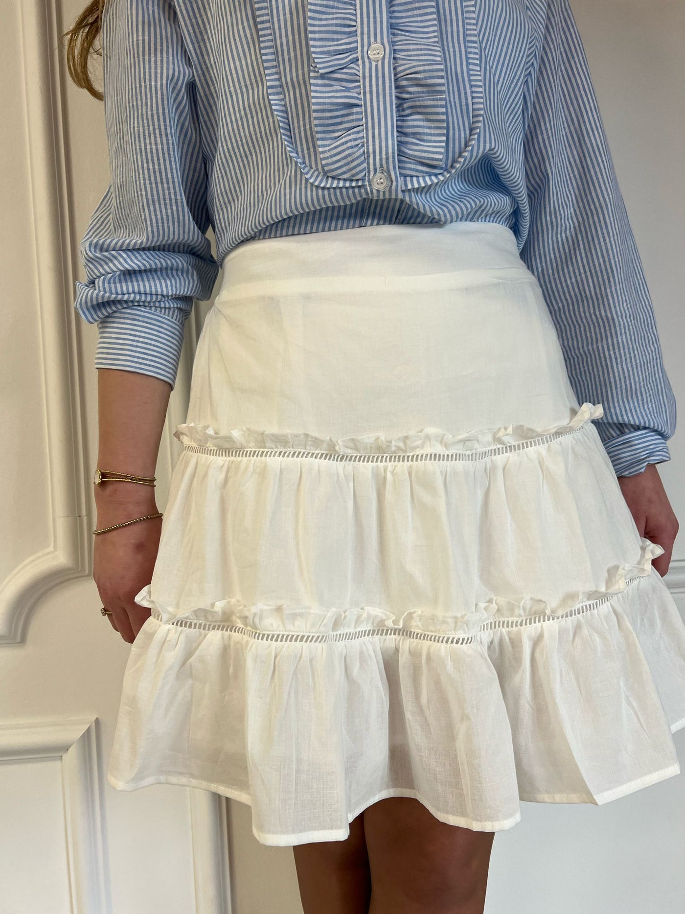 Skirt cotton ruffle 9934 Wit