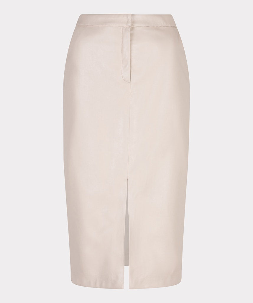 Skirt front split super soft vegan leather F25.11509 Light taupe melange