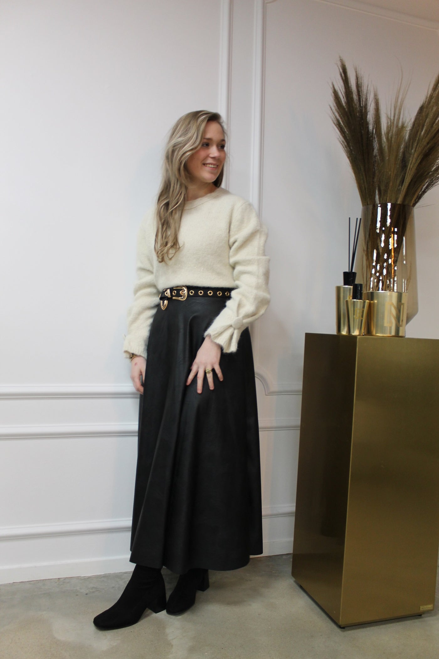 Skirt leatherlook maxi 10371 Black