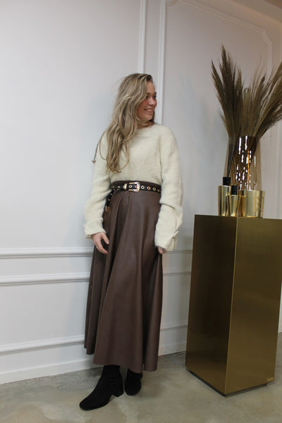 Skirt leatherlook maxi 10371 Brown