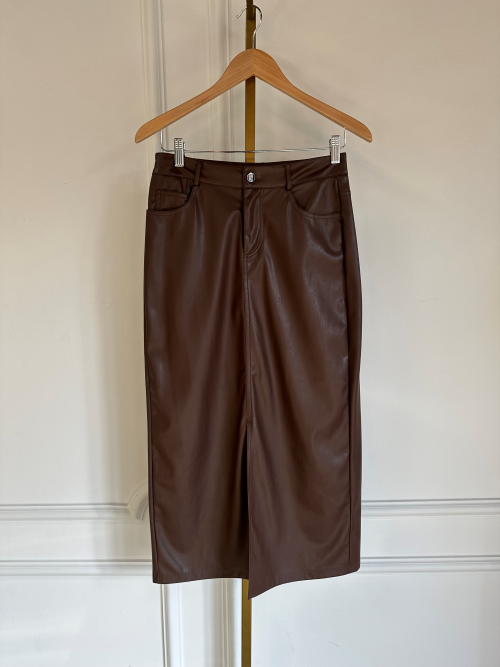 Skirt long split vegan F24.11509 Chocolate