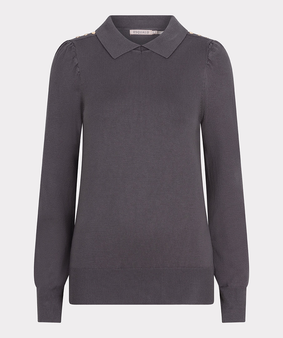 Sweater collar basic knit W24.07716 Grey