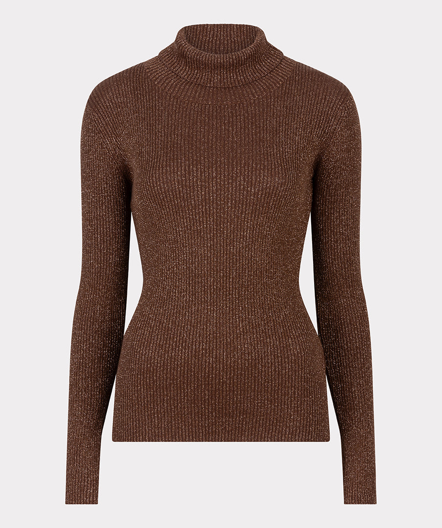 Sweater col lurex F24.02509 Brandy