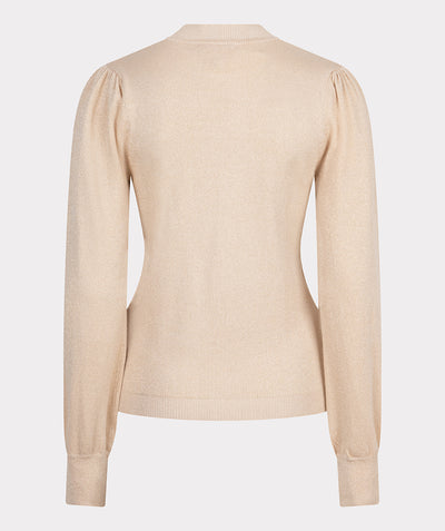 Sweater mix rib v-detail lurex F24.31501 Light sand