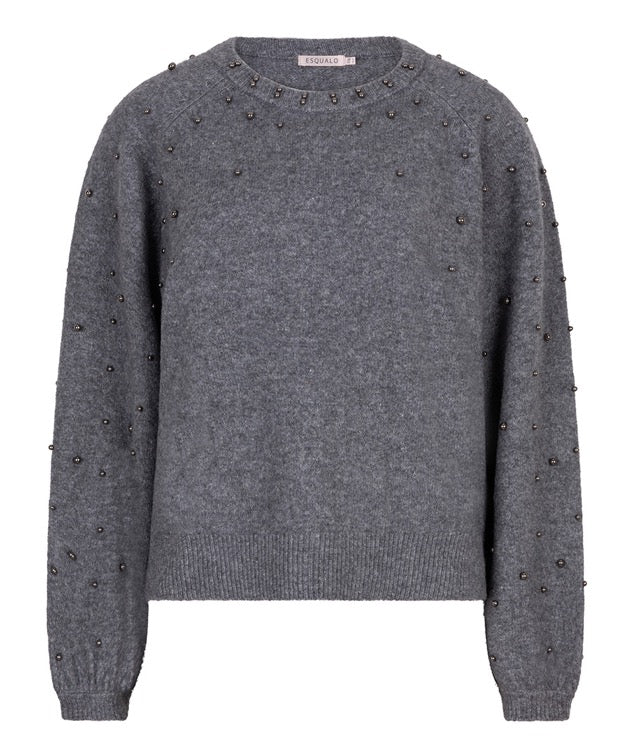 Sweater raglan pearls F25.27523 Dark grey