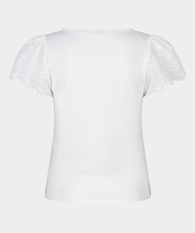 Top broderie sleeve HS24.05200 Off-White