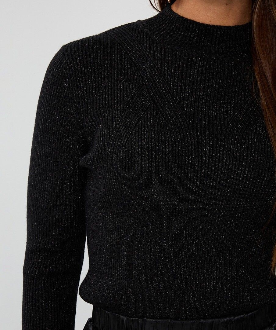 Trui col rib lurex F25.27506 Black