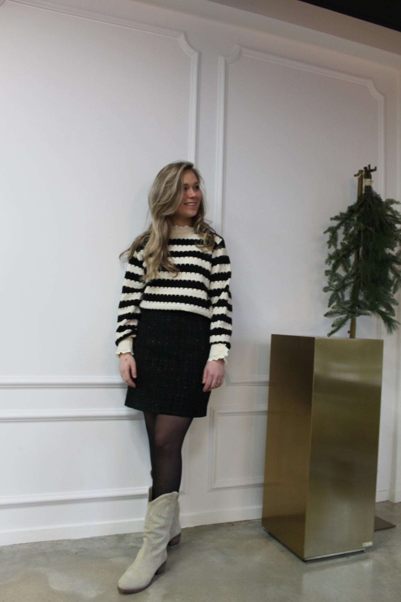 Trui gestreept YP1122 Beige/black
