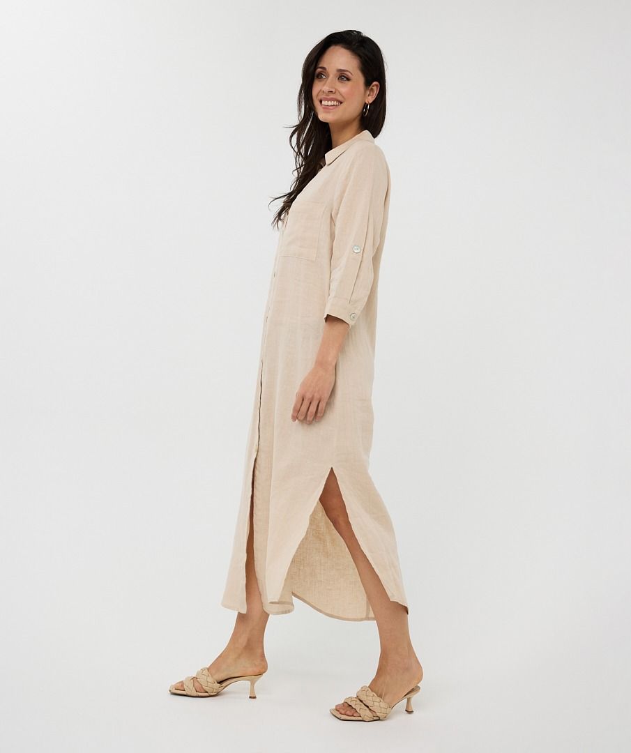 Dress long linnen  HS25.28220 Sand