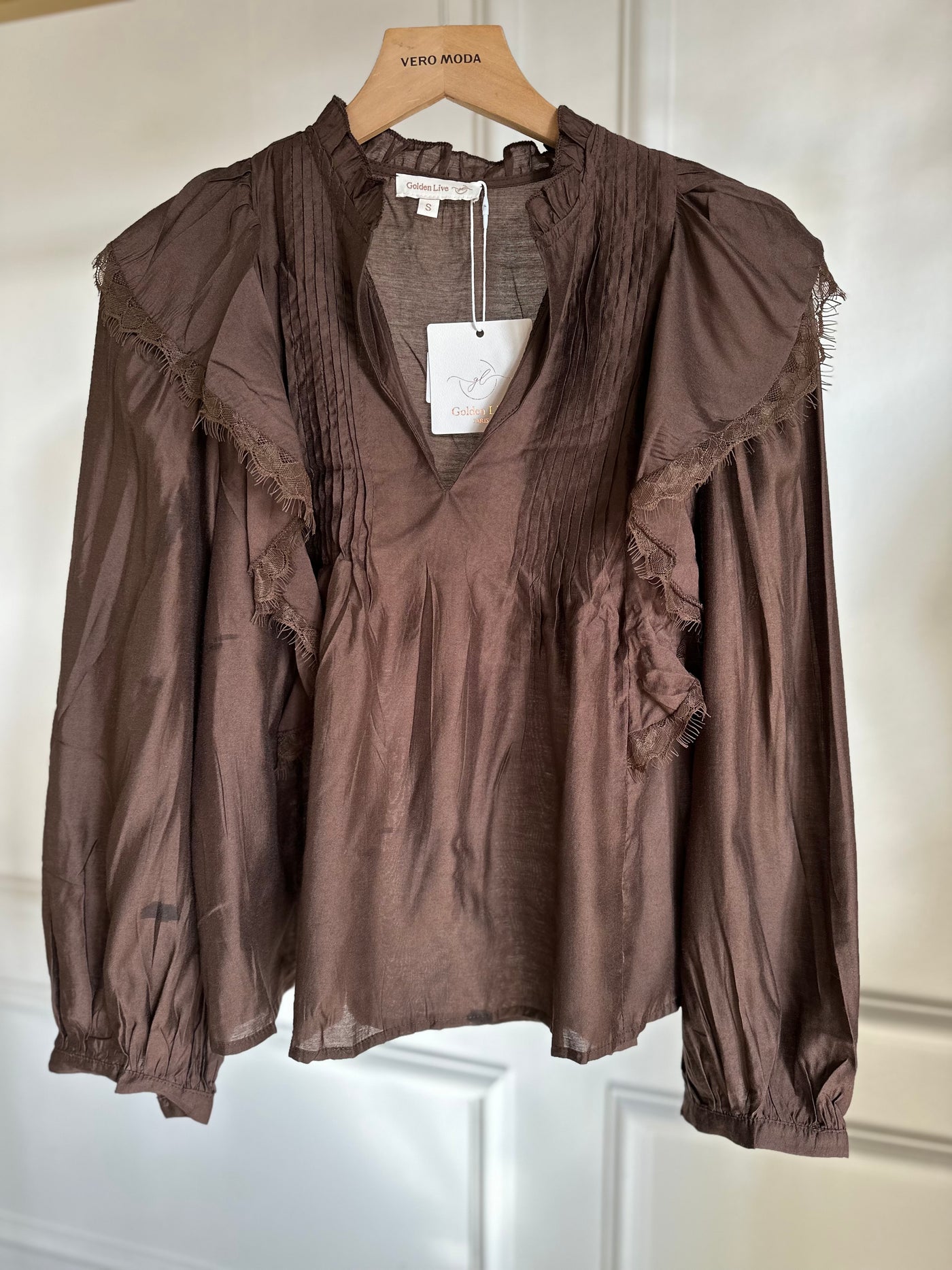 Blouse chiffon FY-9296 Brown