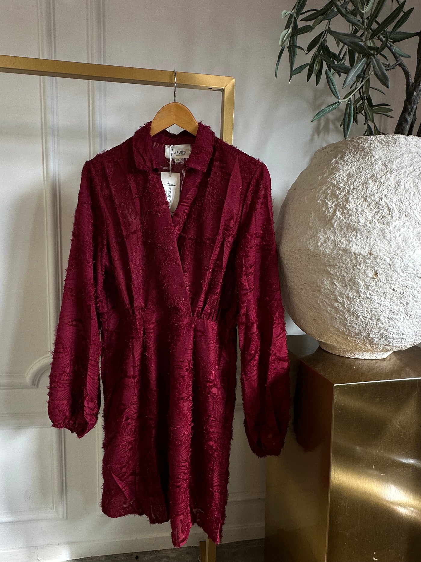 Dress fluffy A-95192 Bordeaux