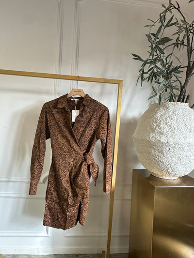 Jurk overslag strik C7100 Cognac