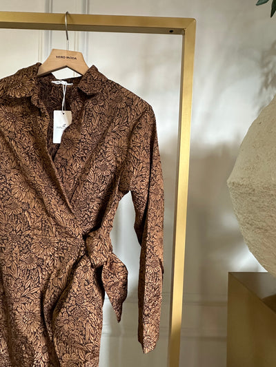 Jurk overslag strik C7100 Cognac