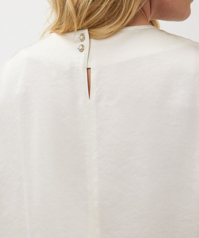 Blouse r-neck satin look SP25.10030 Off-White