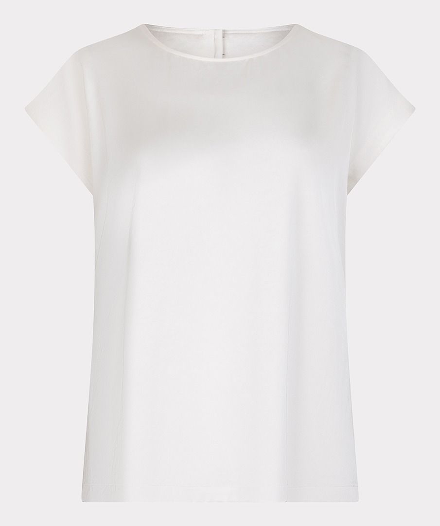 Blouse r-neck satin look SP25.10030 Off-White
