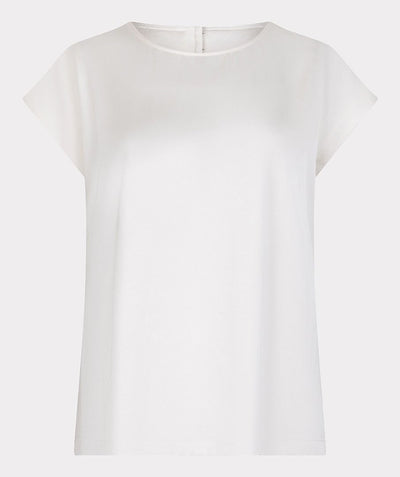 Blouse r-neck satin look SP25.10030 Off-White