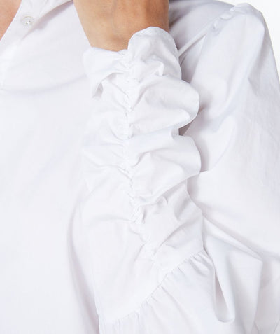 Blouse elasticated slv poplin F22.14539 White