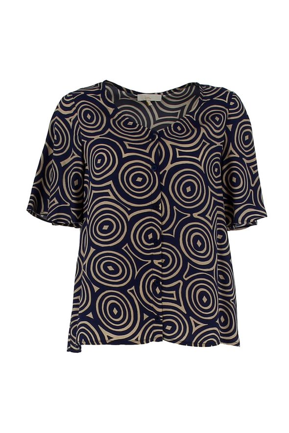 Blouse print 813010 Navy/beige