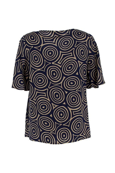 Blouse print 813010 Navy/beige