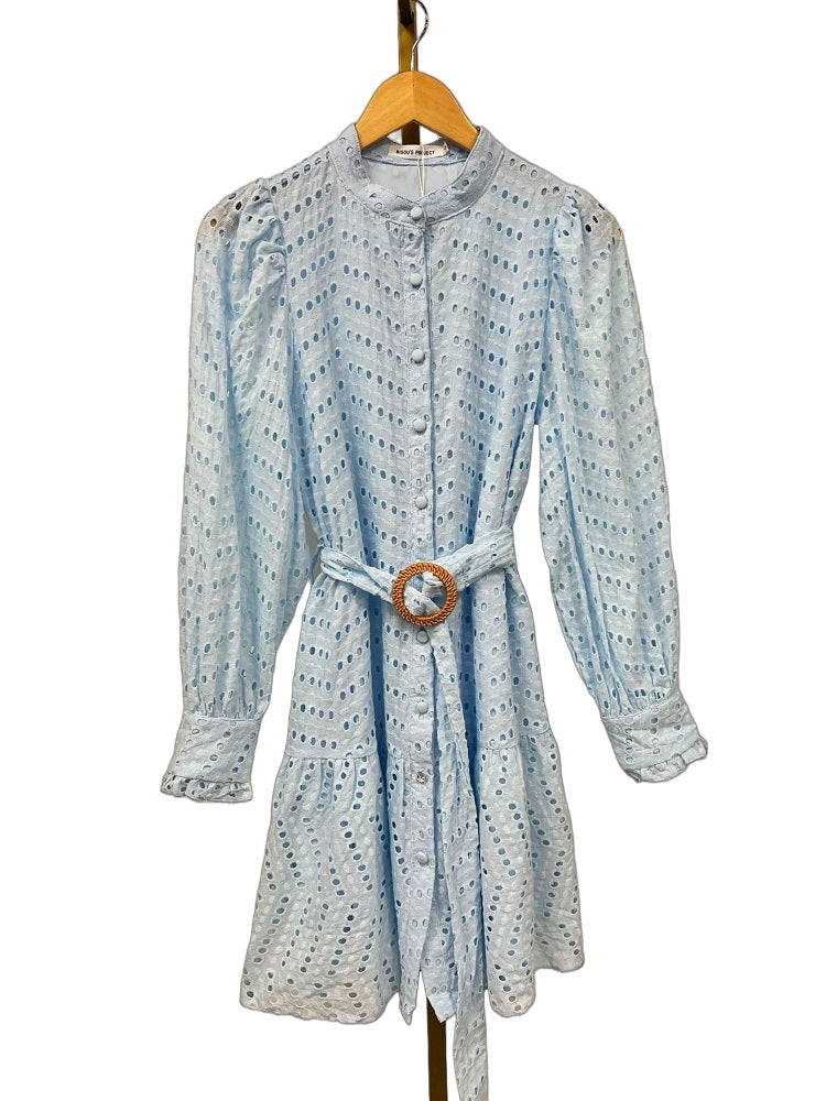 Dress broderie met riem 3983 Lichtblauw