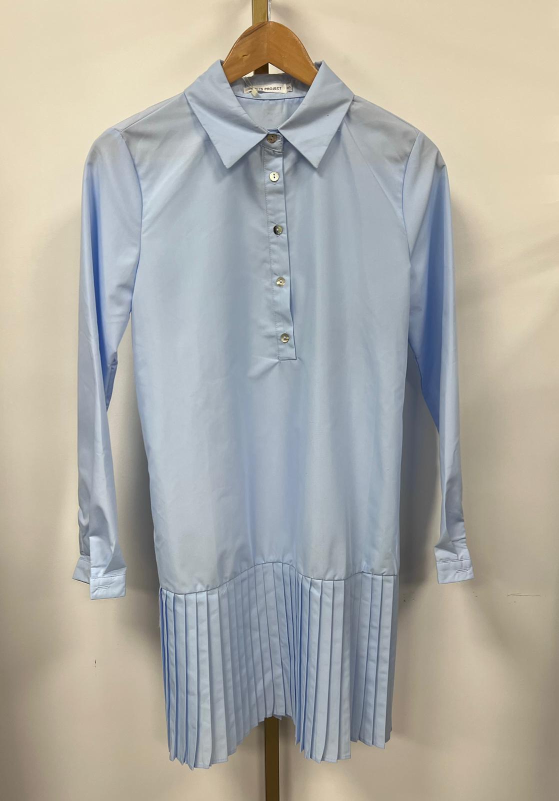 Dress cotton plisse 3716 Lichtblauw