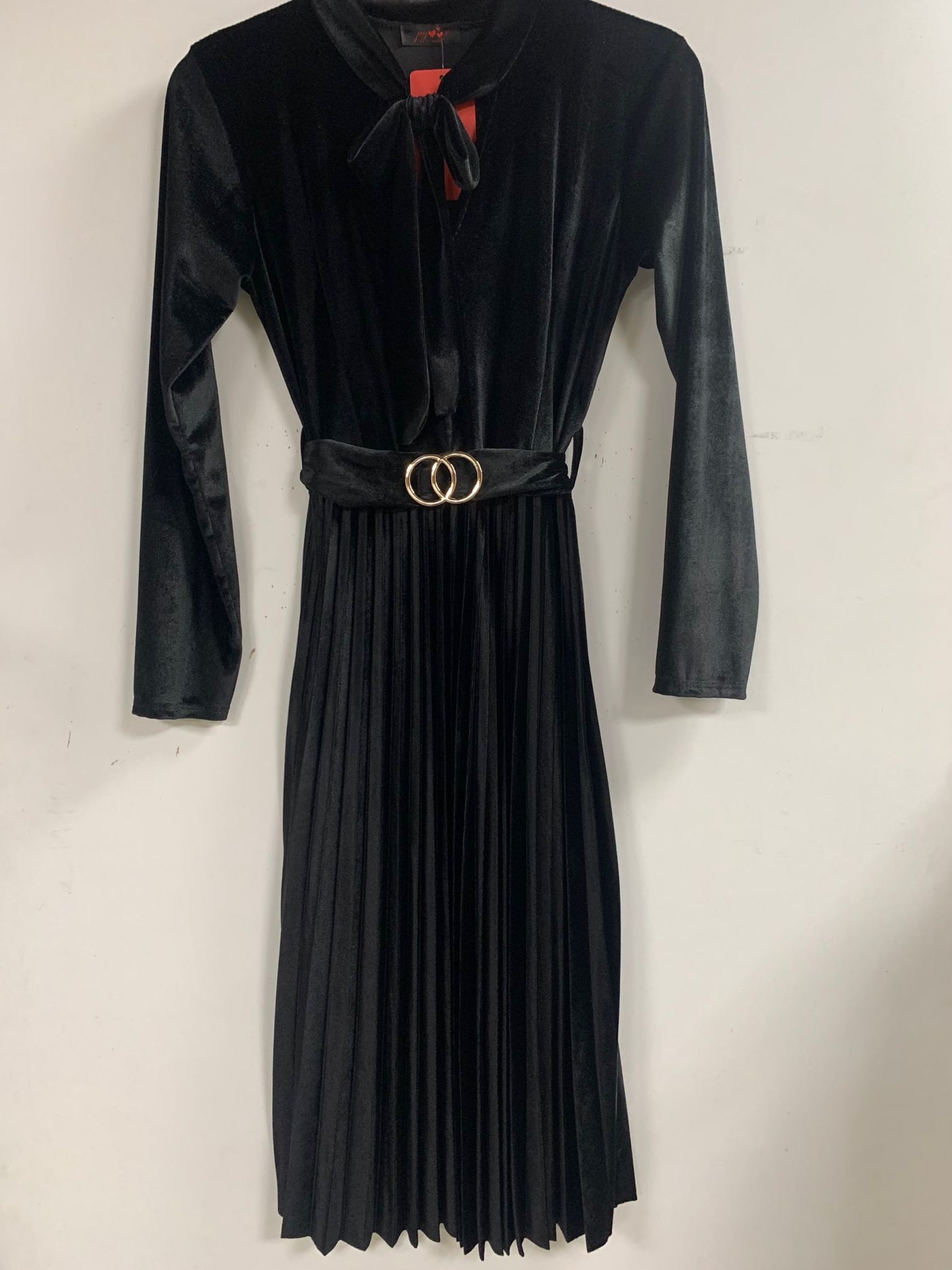 Dress fluweel met strik DU12600 Black