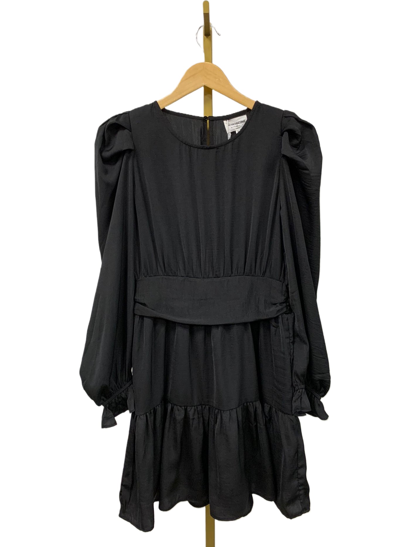 Dress satin gesmokt M378 Black