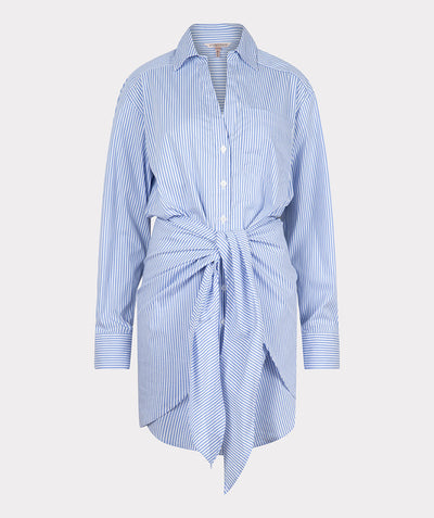 Dress wrap over striped cotton SP23.16016 Offwhite/blu