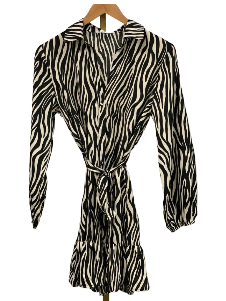 Dress zebra volant M394-1 Zwart
