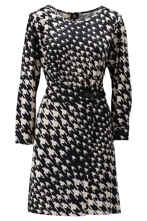 Jurk ronde hals print V376 Black