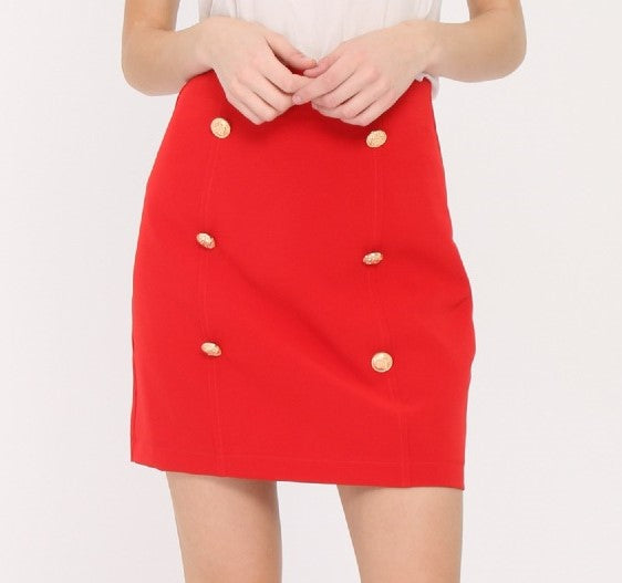 Skirt met knopen SK10299 Rood