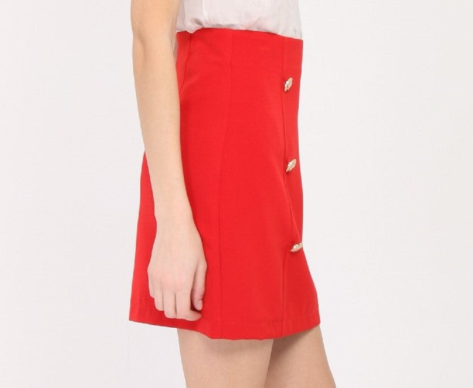 Skirt met knopen SK10299 Rood