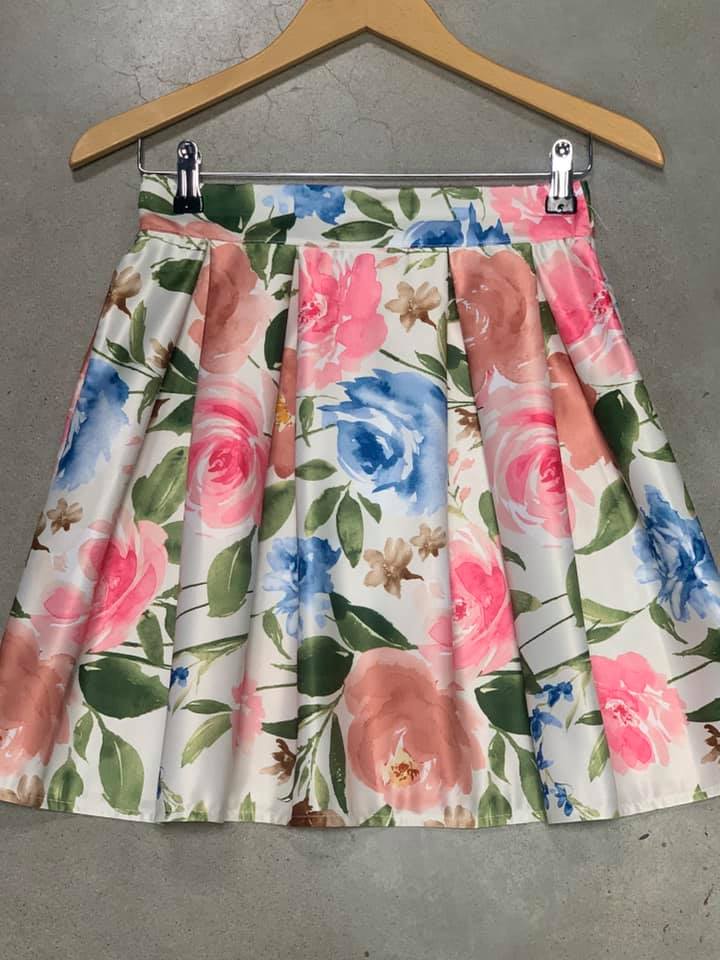 Skirt plooi flower Robe-1 Roze