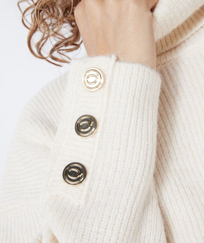Sweater col buttons melange F22.07522 Ivory