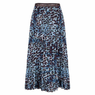 Skirt plisse animal print W21.06702 Blauw