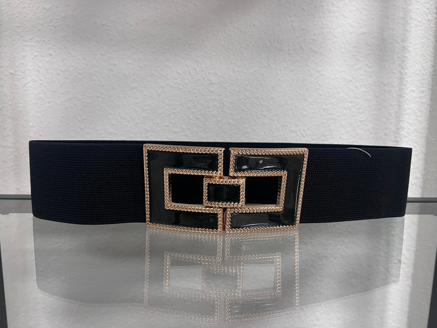 Riem elastic gold LF-10252 Zwart